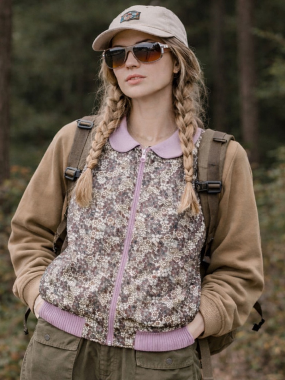 Pendleton Reversible Vest Women’s M‎ floral/solid violet purple zip up gorpcore